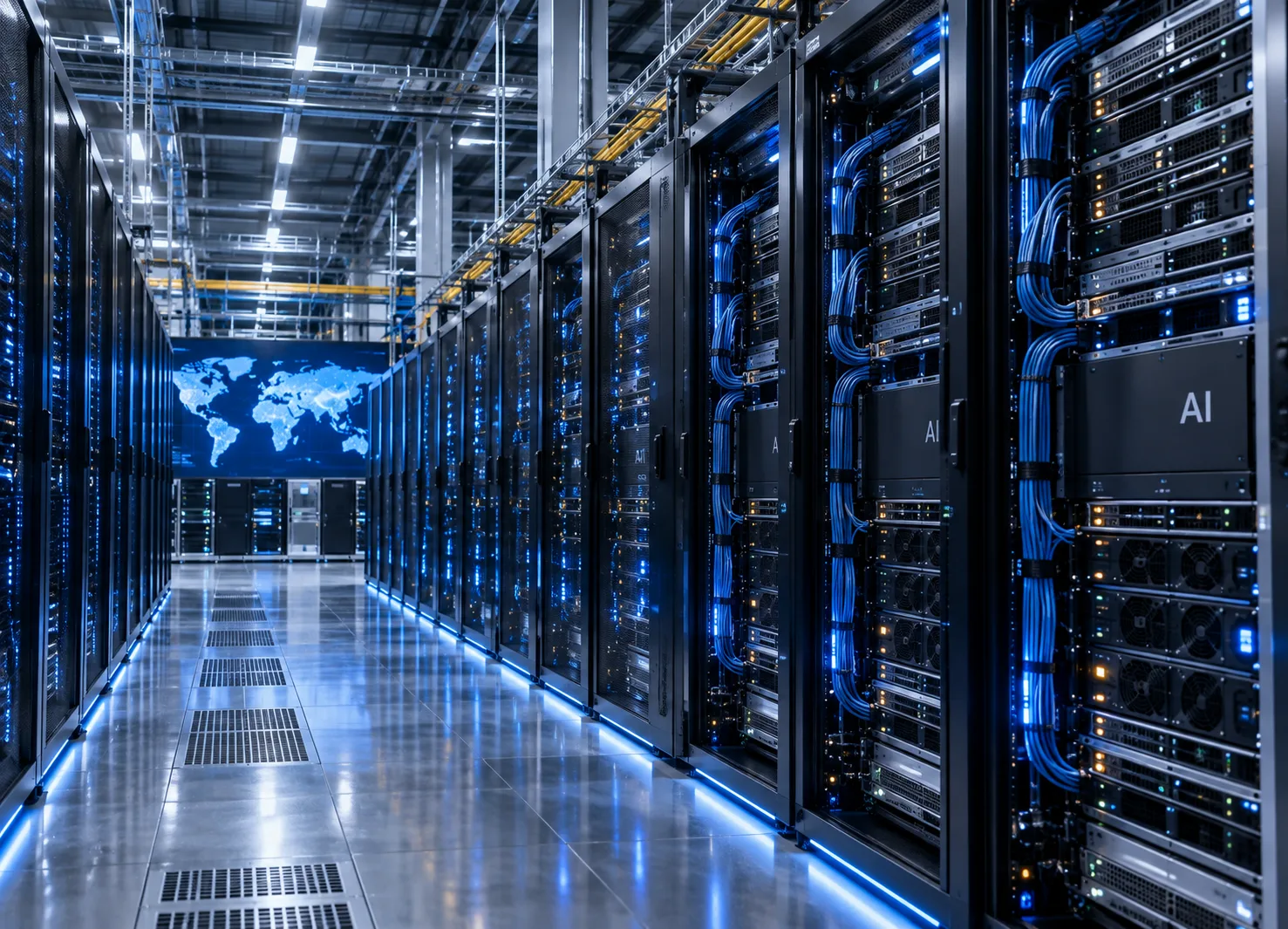 Centro de datos con servidores destinados al procesamiento de sistemas de inteligencia artificial